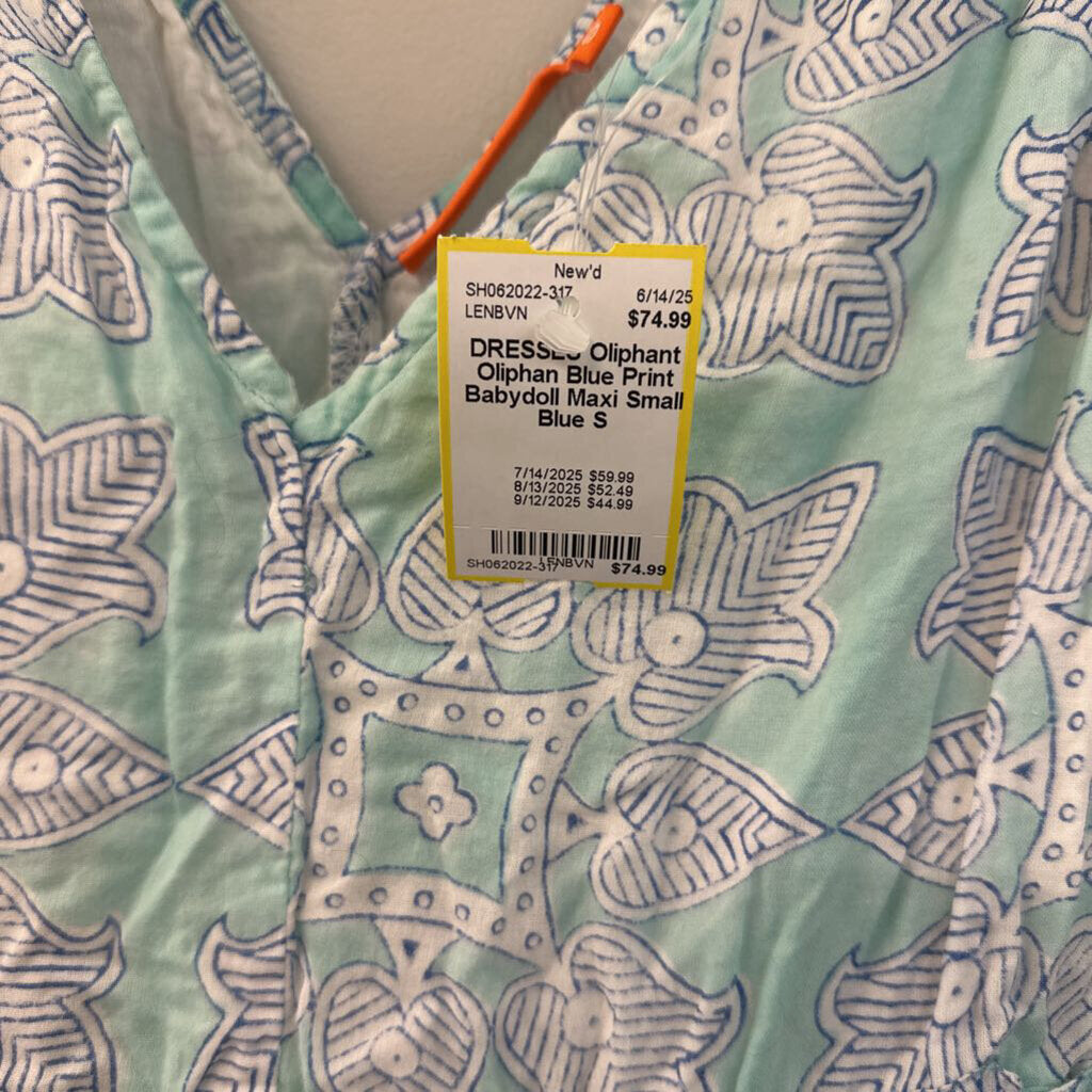 Oliphan Blue Print Babydoll Maxi Small
