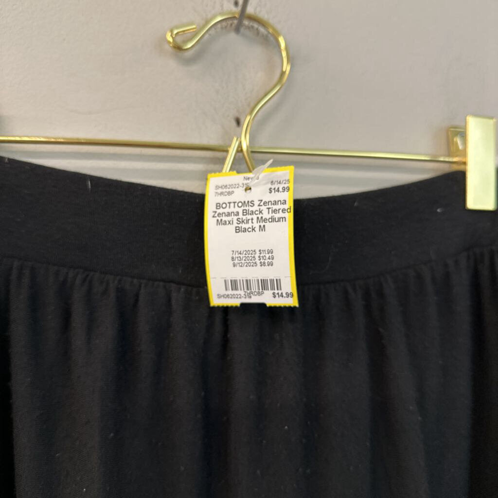 Zenana Black Tiered Maxi Skirt Medium