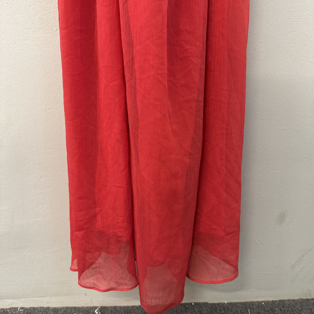 TJD Red High Neck Maxi Dress Small