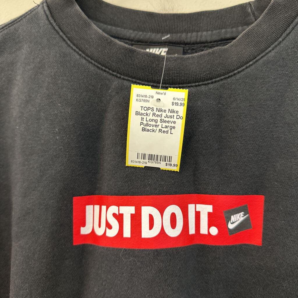 Nike Black/ Red Just Do It Long Sleeve Pullover Large