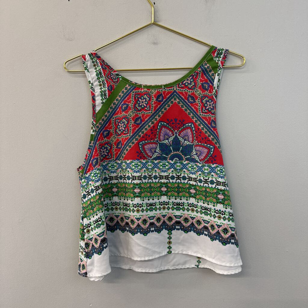 Million Bullpup Red/ Multi Print Tank Top Medium