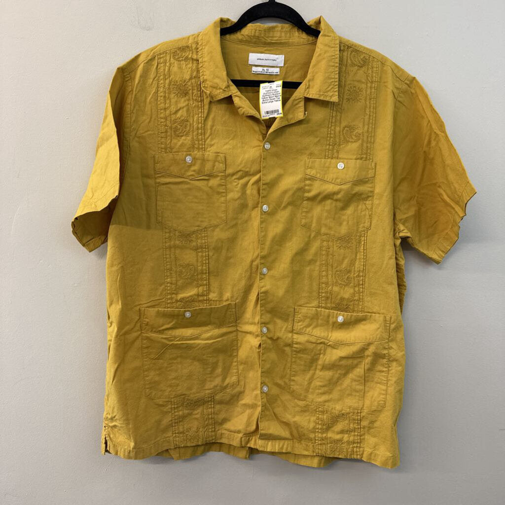 Urban Outfitters Mustard Yellow Short Sleeve Button Down Top Extra Large