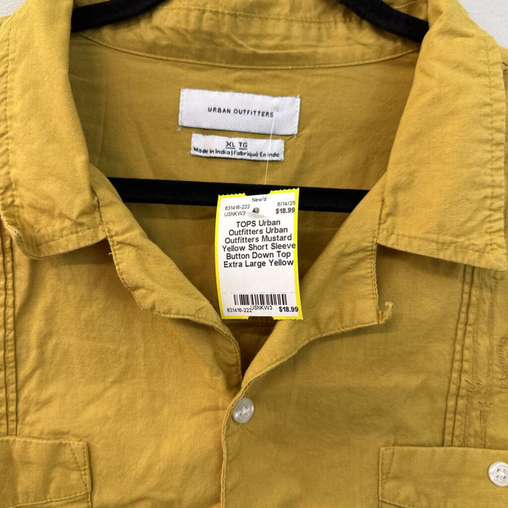 Urban Outfitters Mustard Yellow Short Sleeve Button Down Top Extra Large