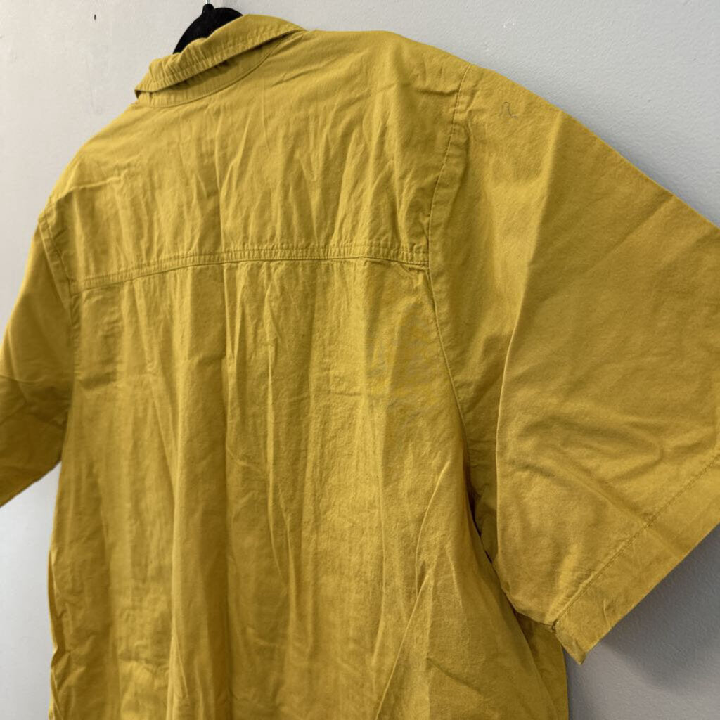 Urban Outfitters Mustard Yellow Short Sleeve Button Down Top Extra Large