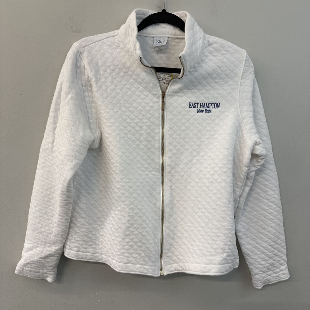 Gear White Quilted East Hampton Zip Up Jacket Large