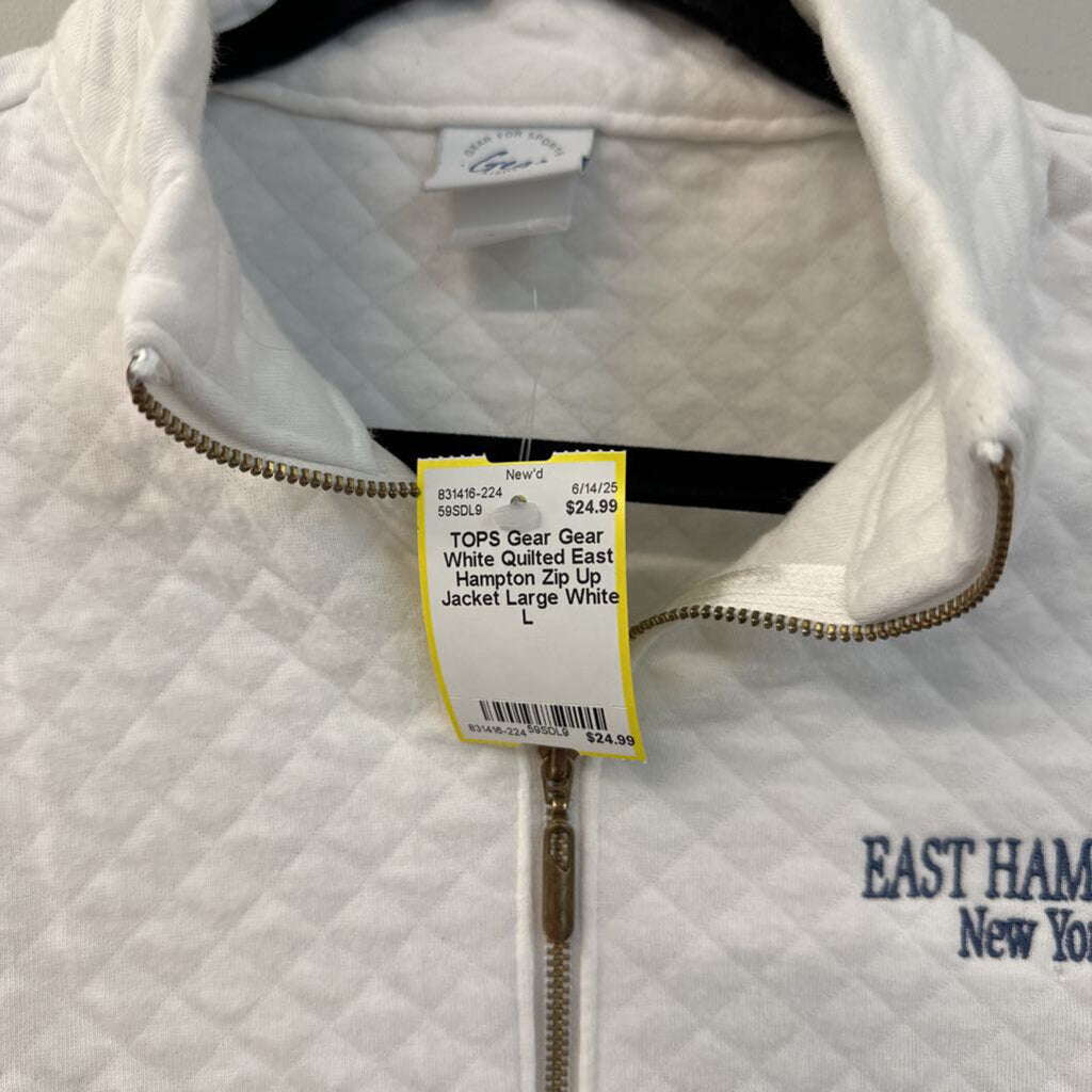 Gear White Quilted East Hampton Zip Up Jacket Large