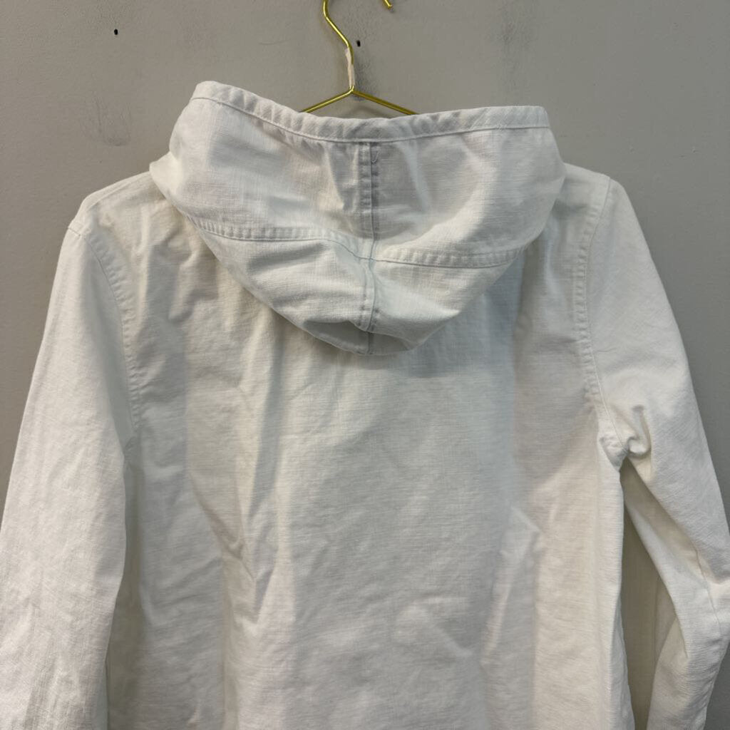 Merona White Long Sleeve Hooded Pullover Top Medium
