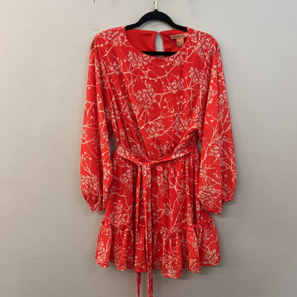 Flying Tomato Red Print Long Sleeve Dress Large
