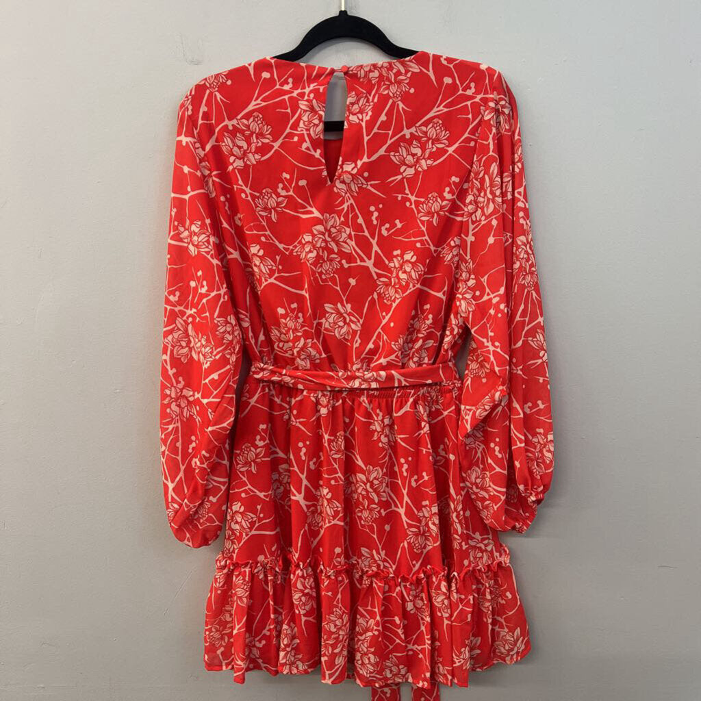 Flying Tomato Red Print Long Sleeve Dress Large