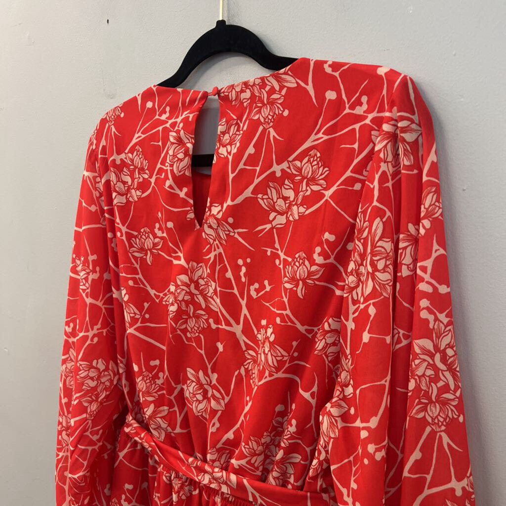 Flying Tomato Red Print Long Sleeve Dress Large