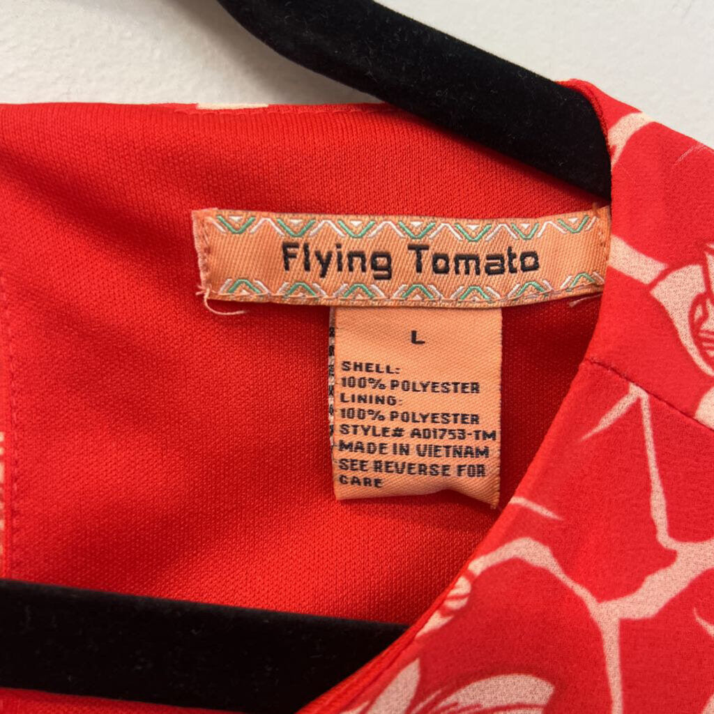 Flying Tomato Red Print Long Sleeve Dress Large