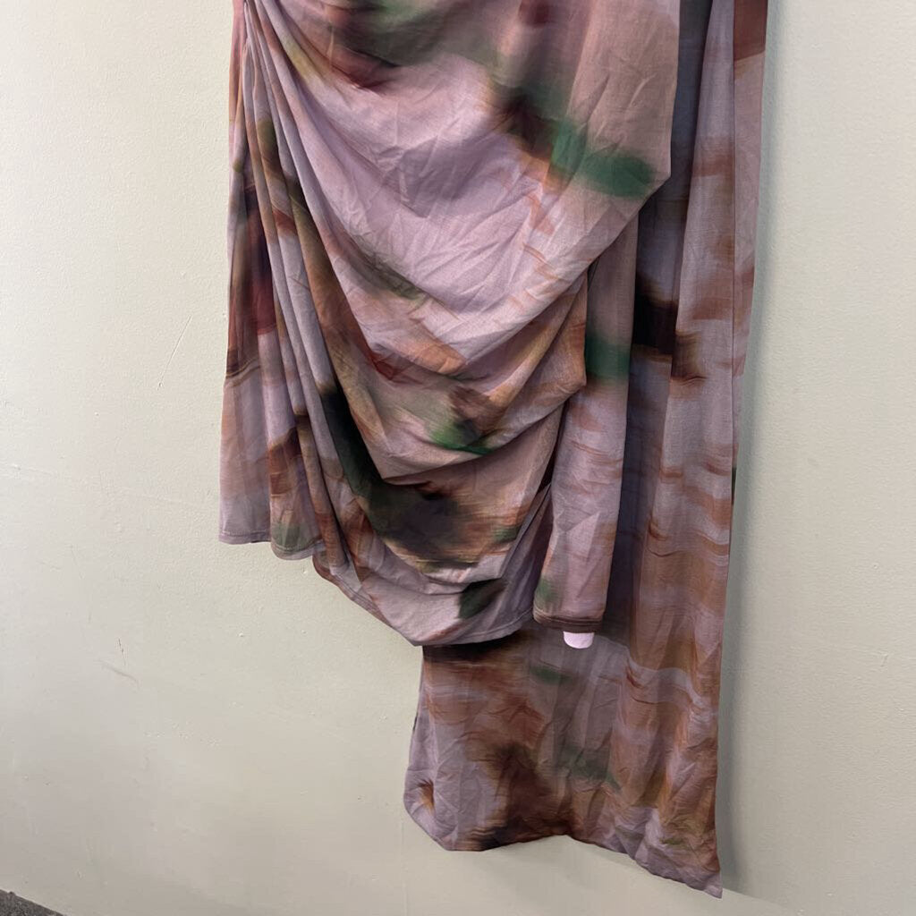Asos Deisgn Purple/ Green Print Wrap Strap Dress Large