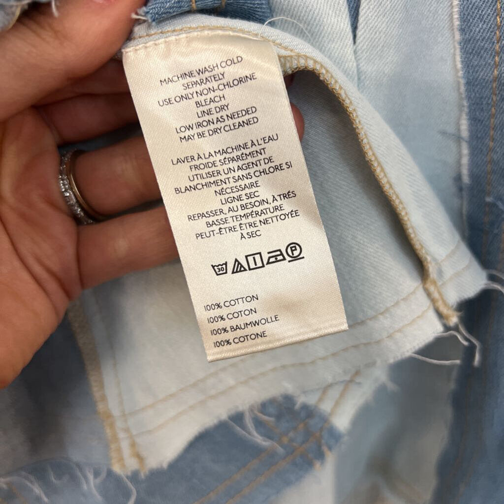 Pilcro Striped Denim Strapless Dress Large Anthropologie