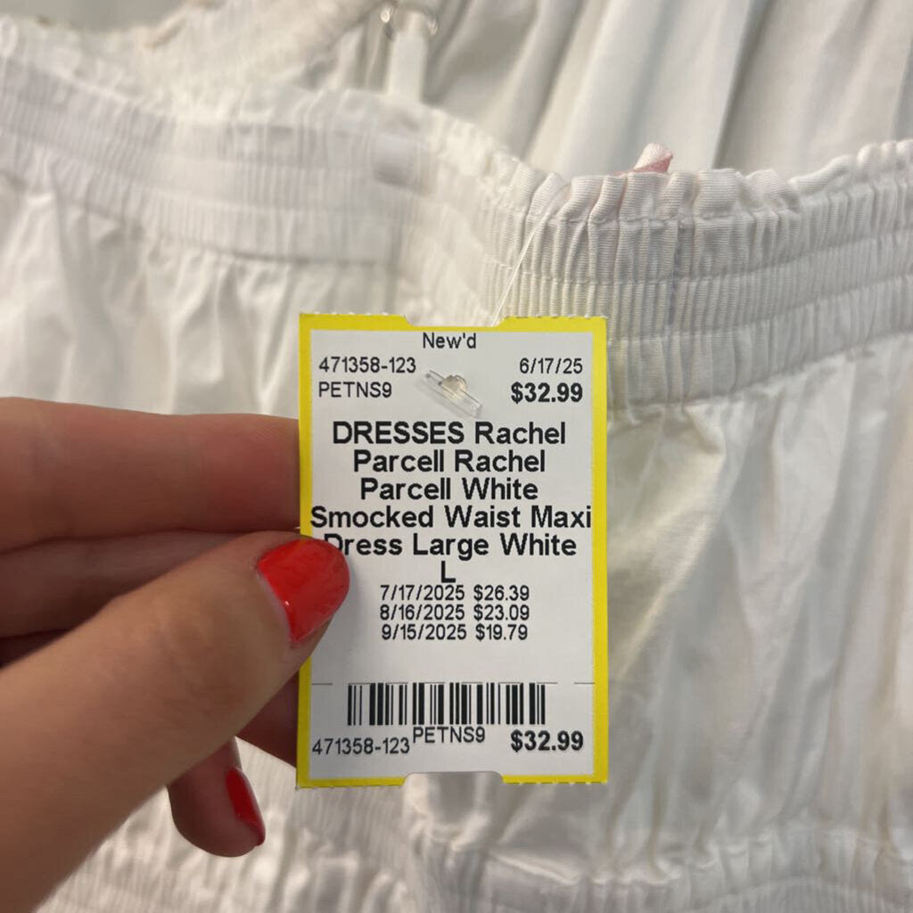 Rachel Parcell White Smocked Waist Maxi Dress Large