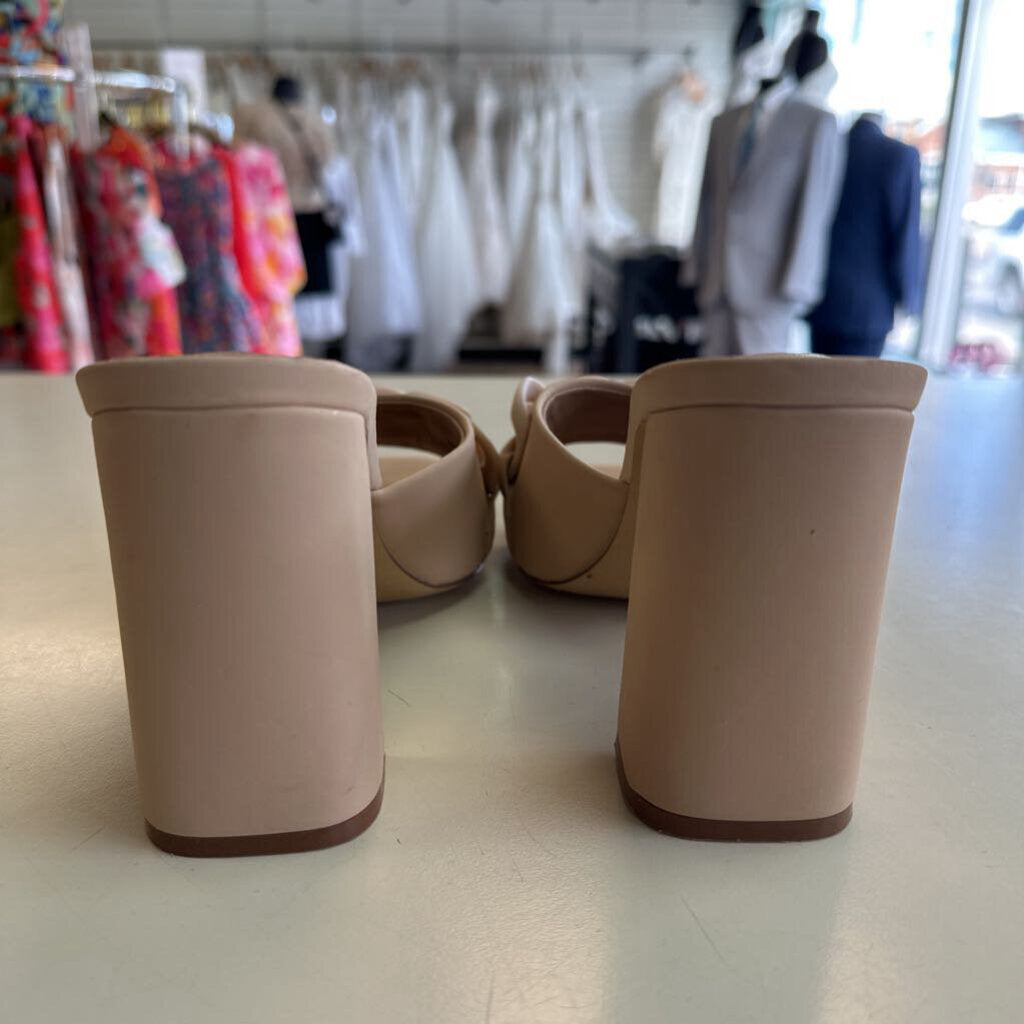 Call It Spring Beige Spring Floraa Chain Block Heels 9