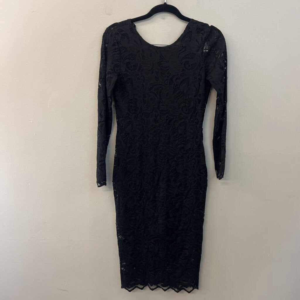 H&M Black Lace Long Sleeve Midi Dress Small