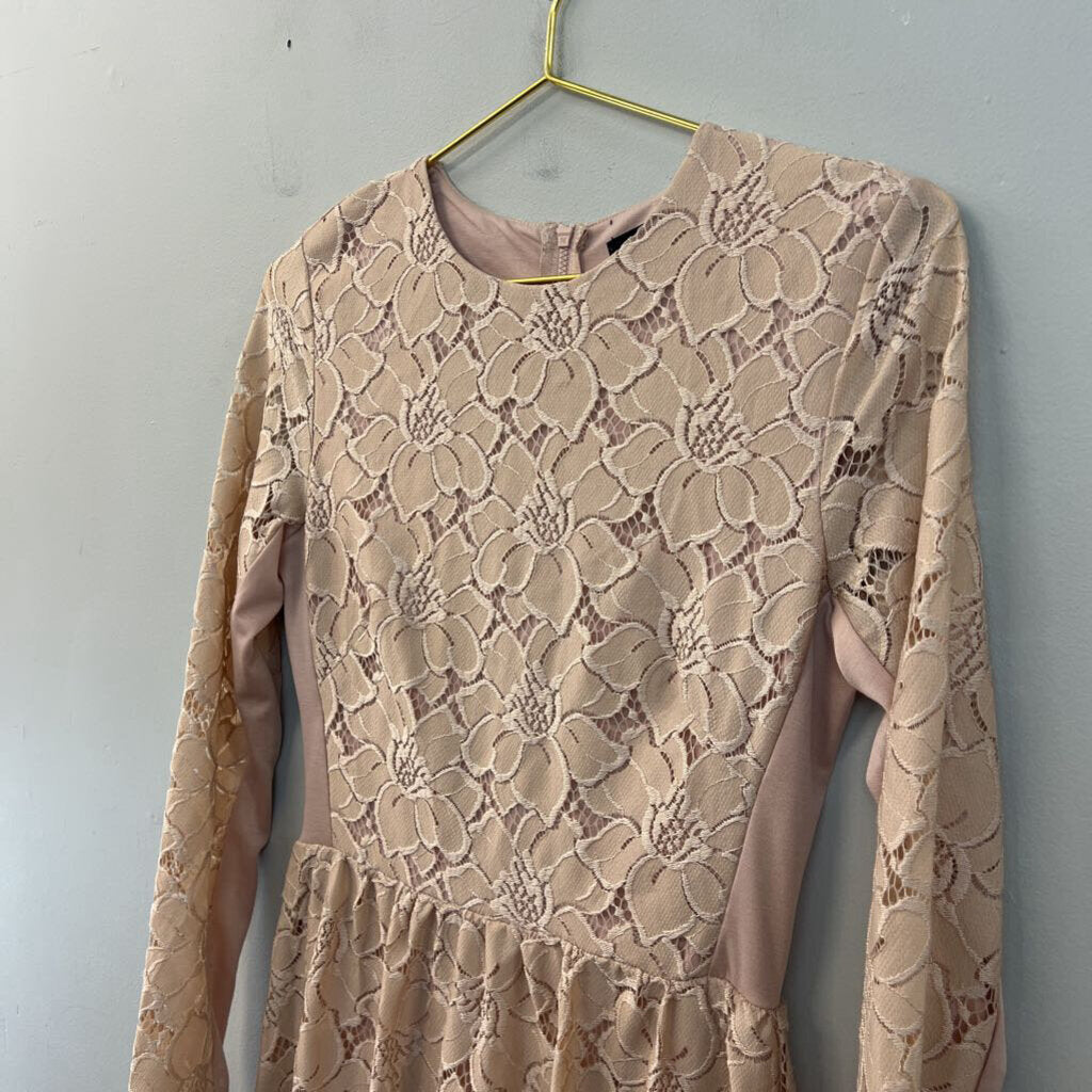 H&M Pink Lace Long Sleeve Dress Small