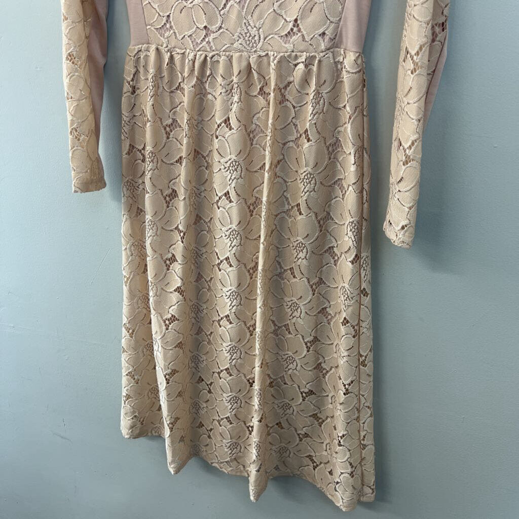 H&M Pink Lace Long Sleeve Dress Small