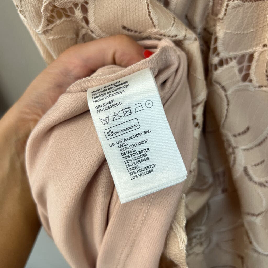 H&M Pink Lace Long Sleeve Dress Small