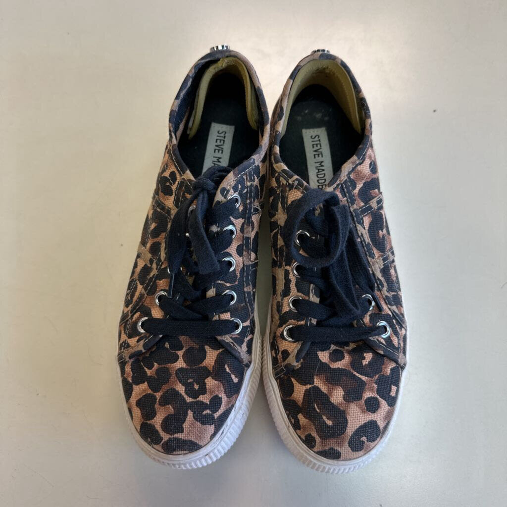 Steve Madden Brown/ Black Leopard Print Platform Sneakers 7