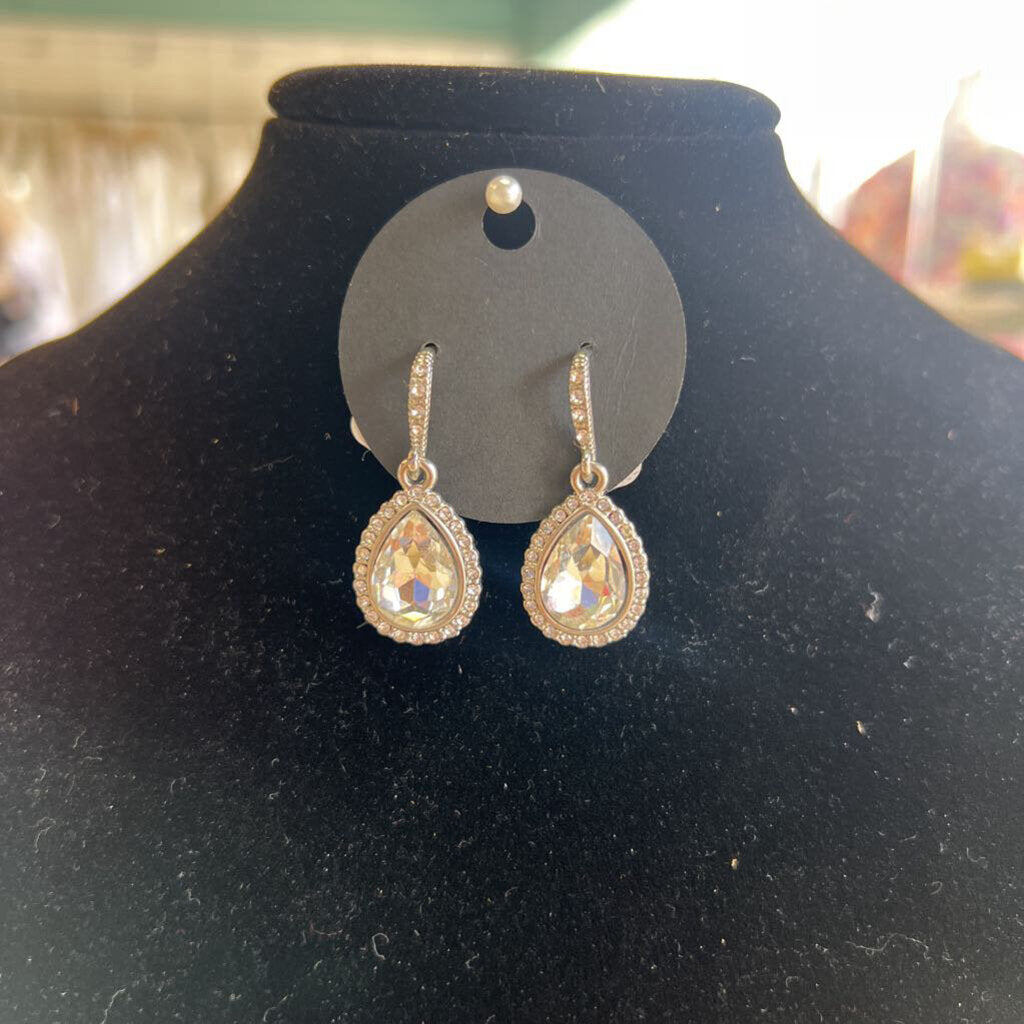 Silver/ Rhinestone Tear Drop Earrings