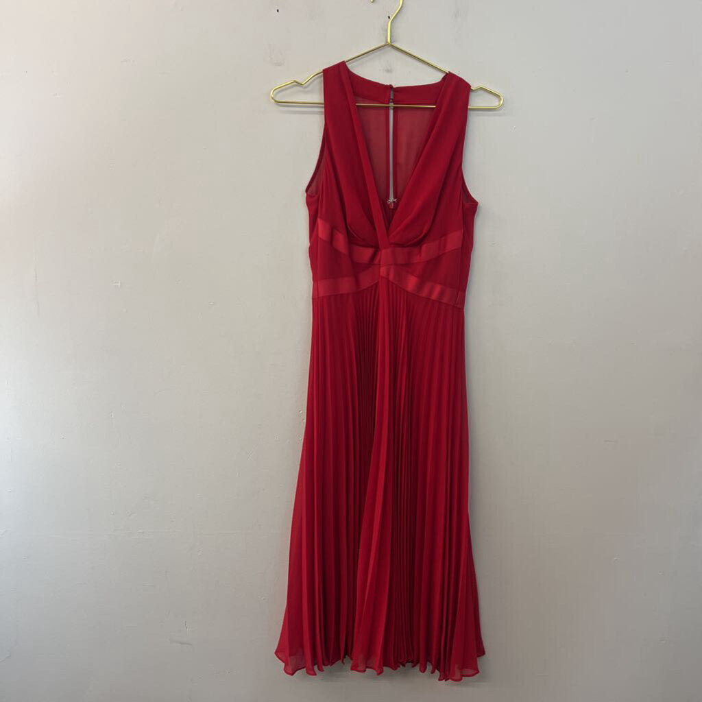 White House Black Market Red Pleated Skirt Maxi Dress 6
