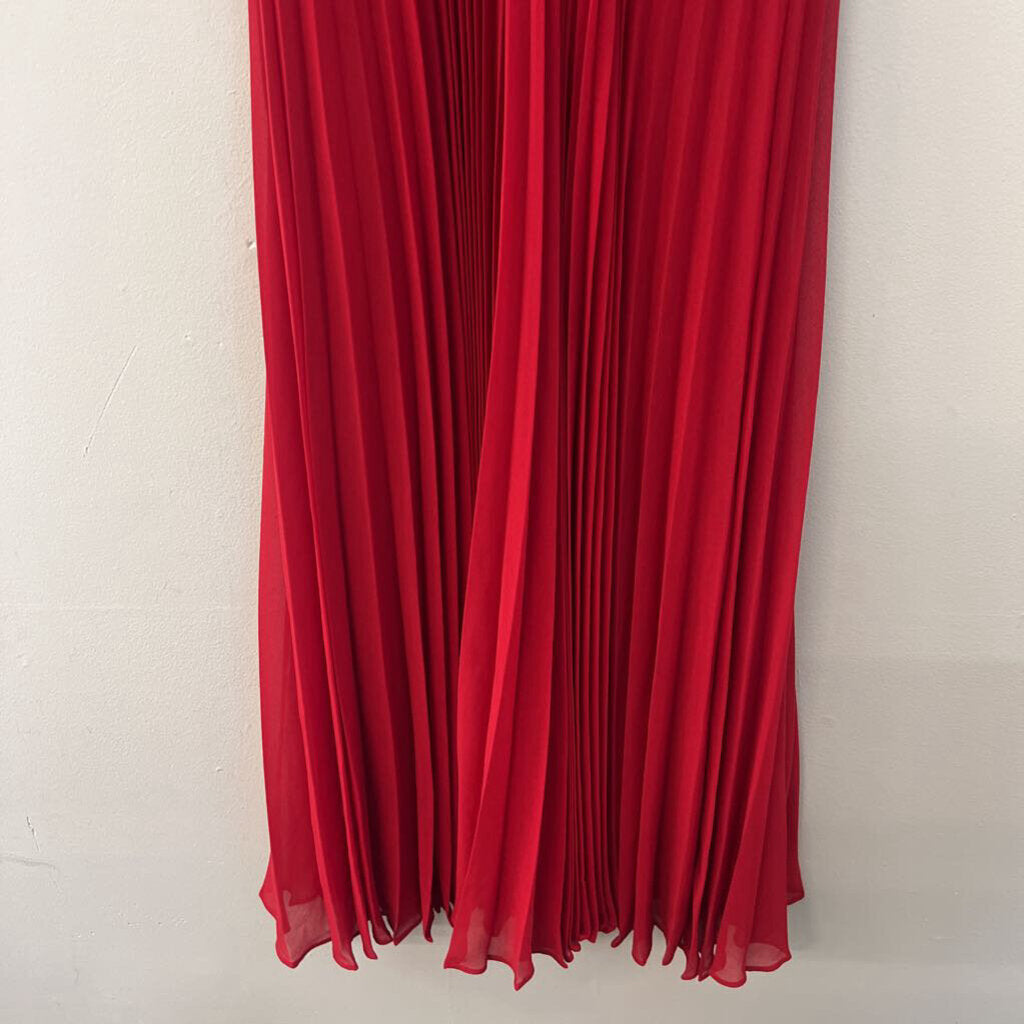 White House Black Market Red Pleated Skirt Maxi Dress 6