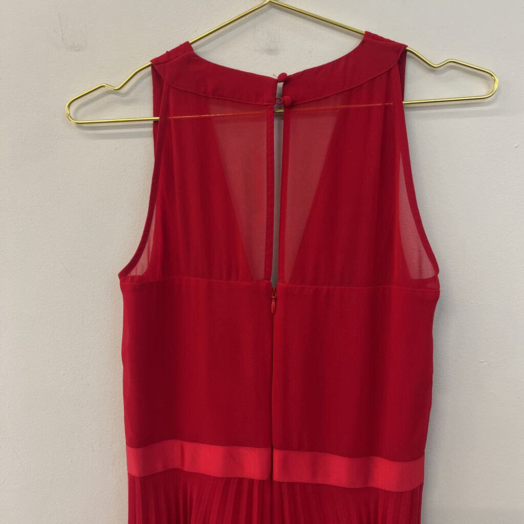 White House Black Market Red Pleated Skirt Maxi Dress 6