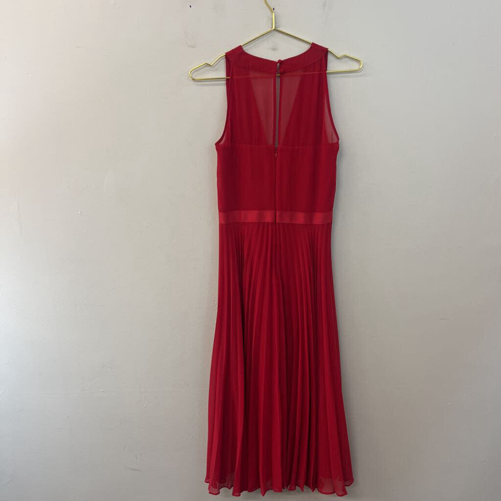 White House Black Market Red Pleated Skirt Maxi Dress 6