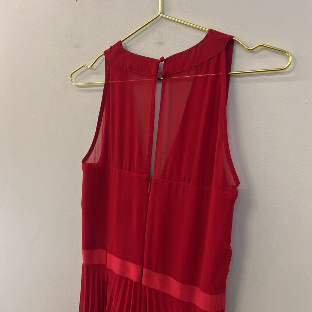 White House Black Market Red Pleated Skirt Maxi Dress 6