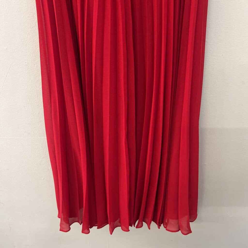 White House Black Market Red Pleated Skirt Maxi Dress 6