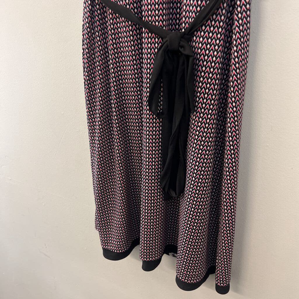White House Black Market Black/ Pink Print Reversible Short Sleeve Dress 8