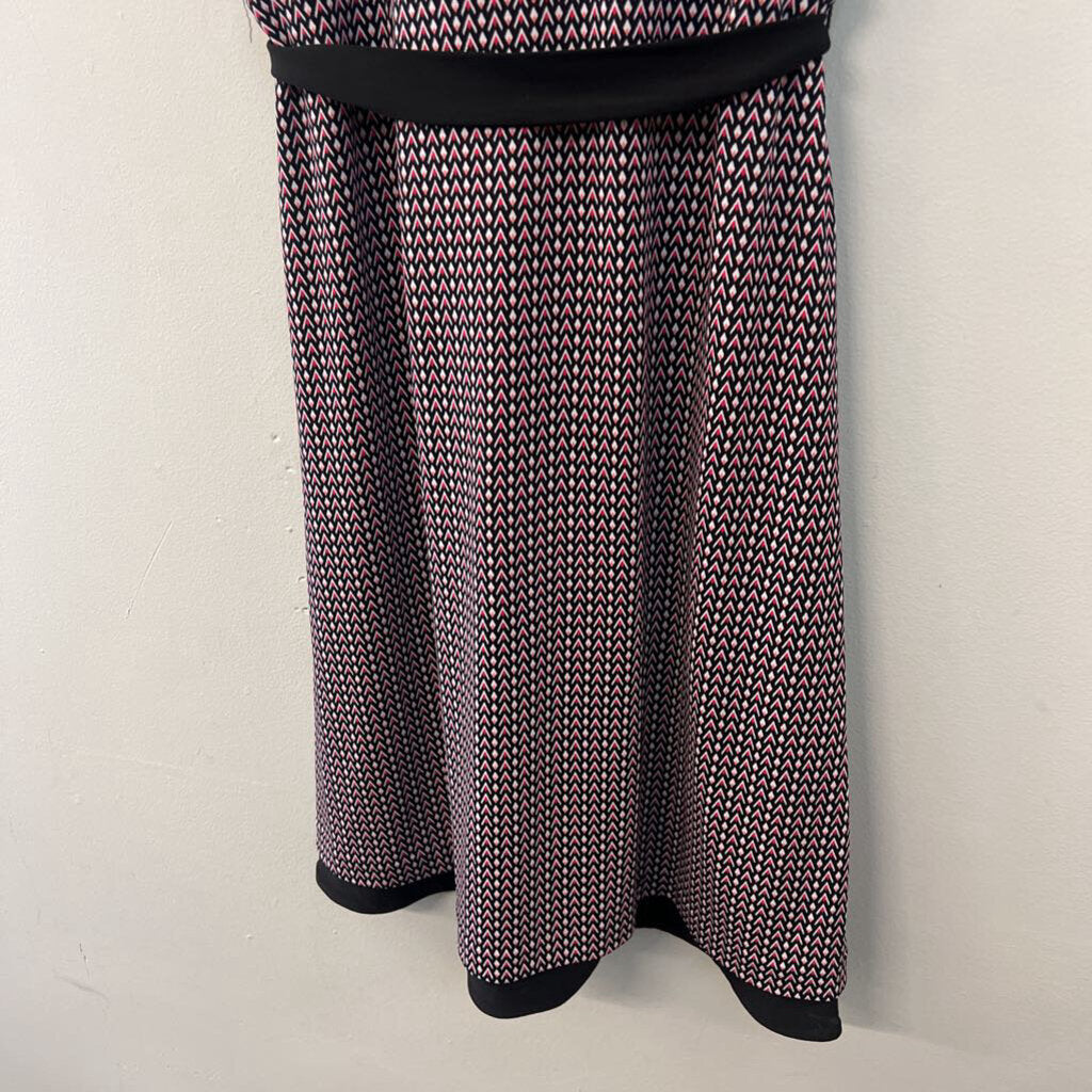 White House Black Market Black/ Pink Print Reversible Short Sleeve Dress 8