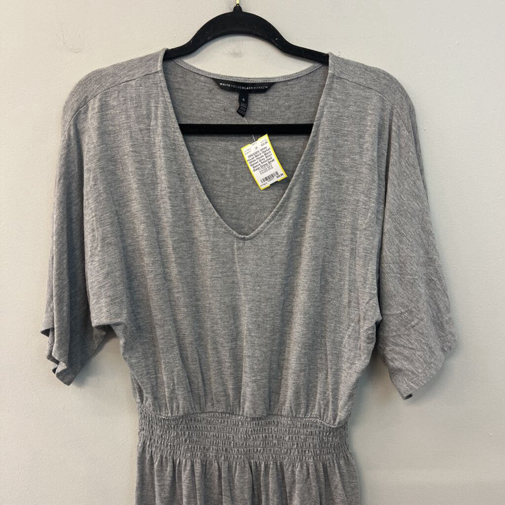 White House Black Market Grey Short Sleeve Smocked Waist Dress Small