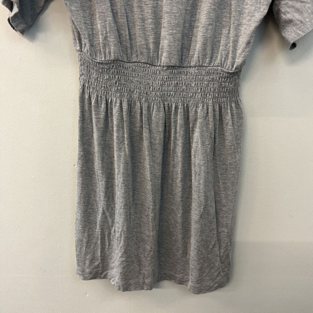 White House Black Market Grey Short Sleeve Smocked Waist Dress Small