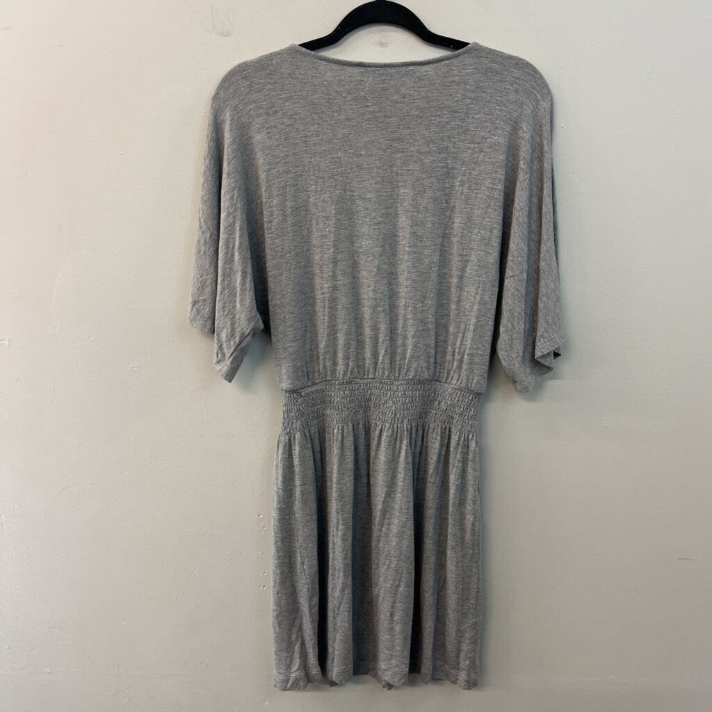 White House Black Market Grey Short Sleeve Smocked Waist Dress Small