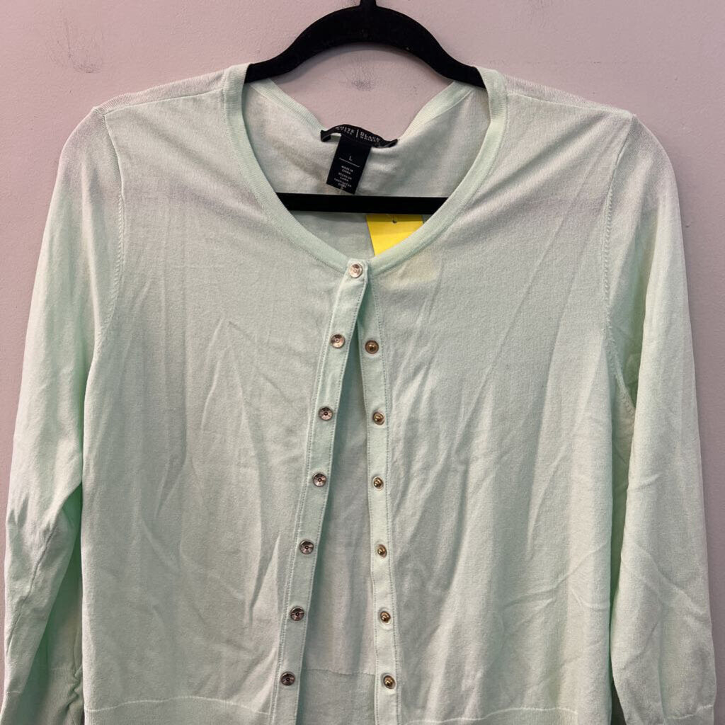 White House Black Market Mint Green Cardigan Large