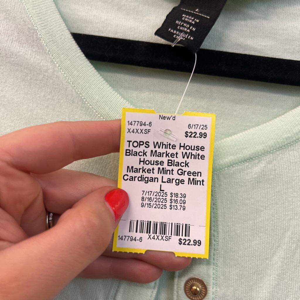 White House Black Market Mint Green Cardigan Large
