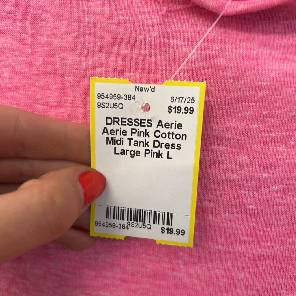 Aerie Pink Cotton Midi Tank Dress Large