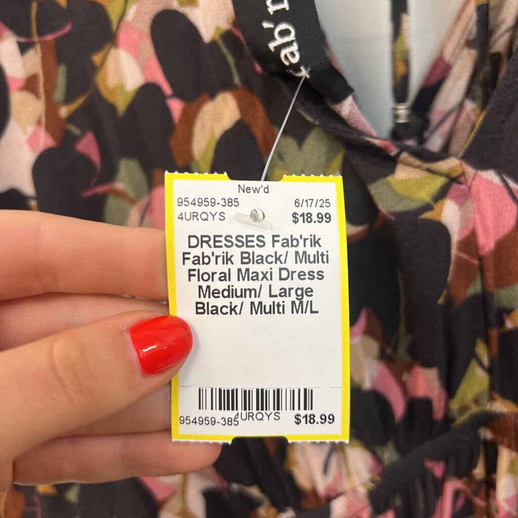Fab'rik Black/ Multi Floral Maxi Dress Medium/ Large