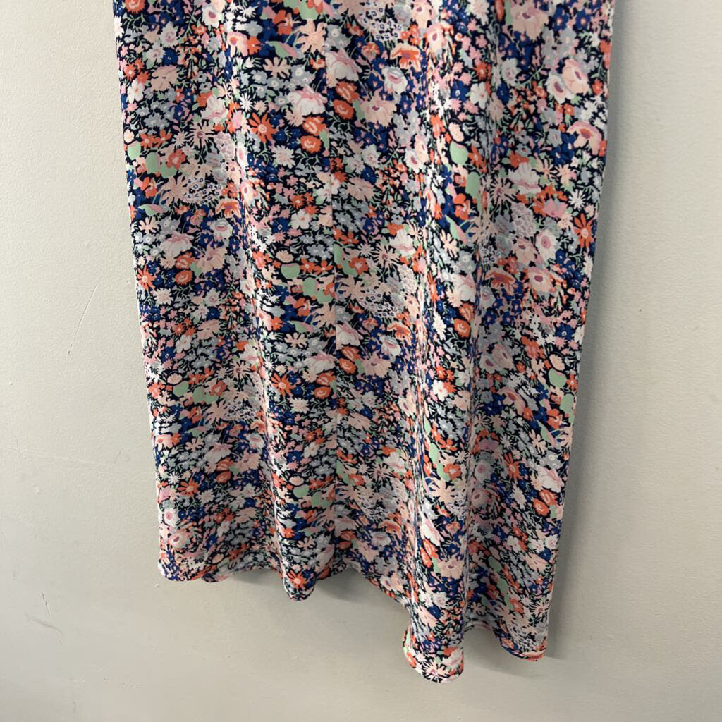 Loft Navy/ Multi Flower Print Dress Small
