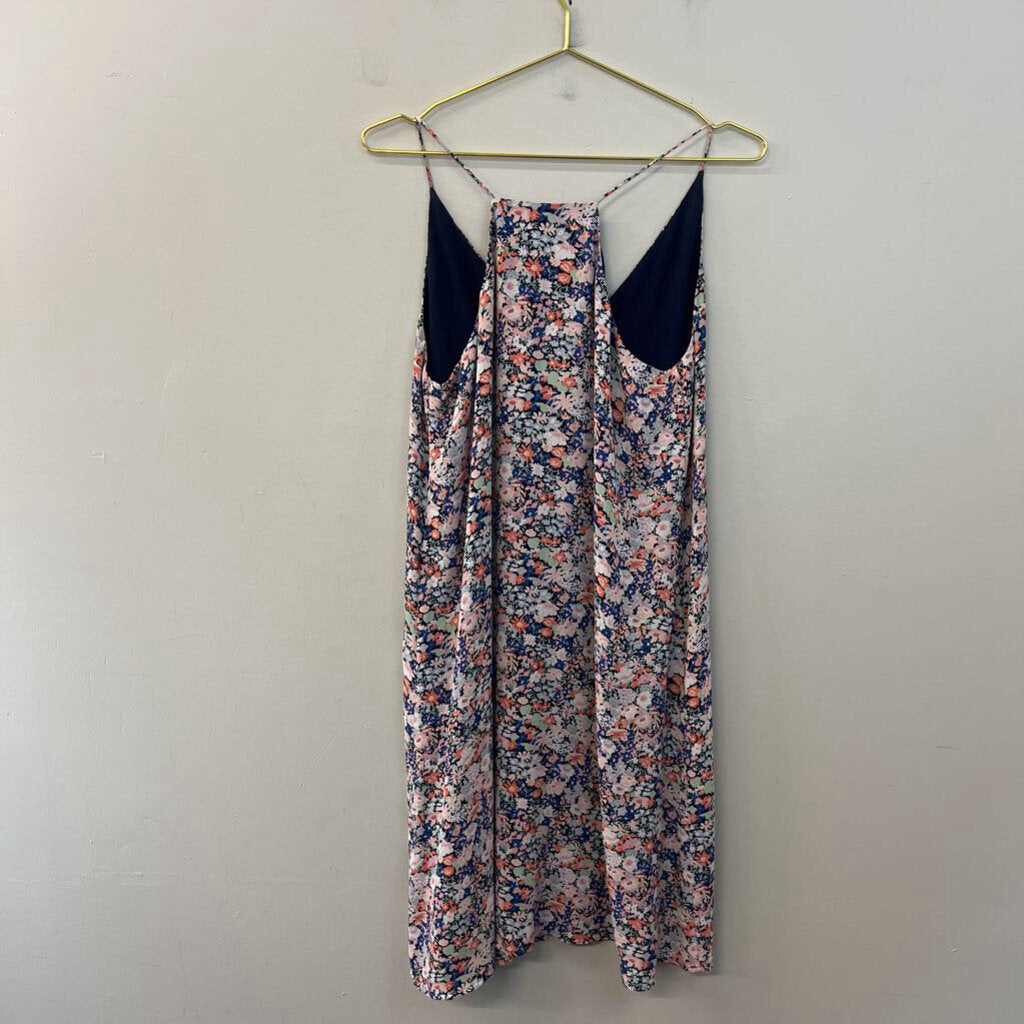 Loft Navy/ Multi Flower Print Dress Small