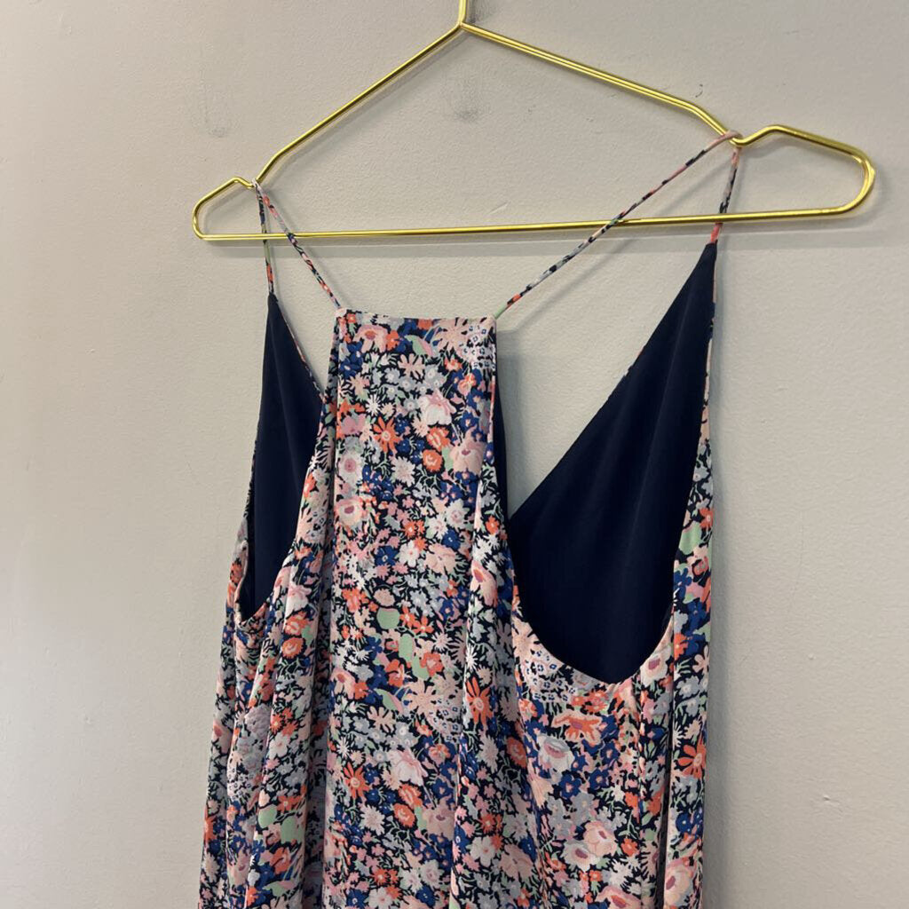 Loft Navy/ Multi Flower Print Dress Small