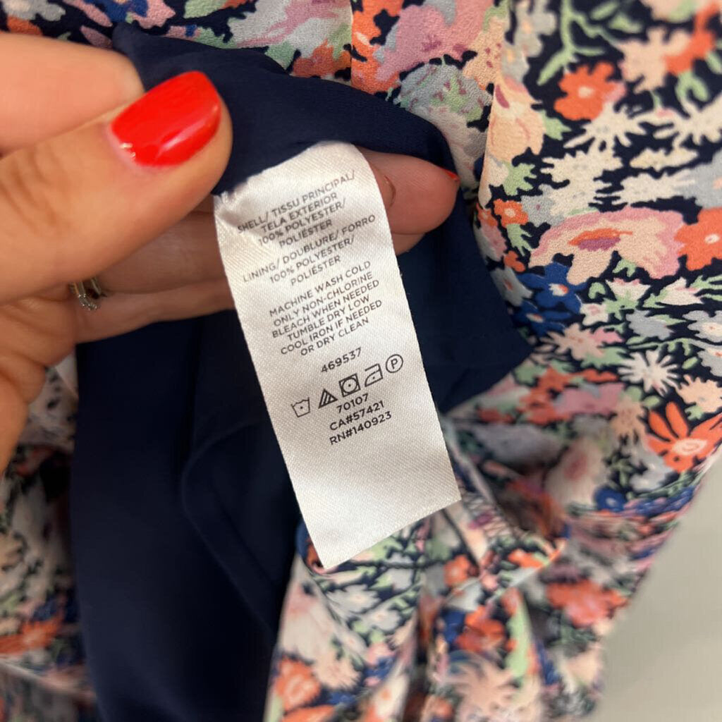 Loft Navy/ Multi Flower Print Dress Small
