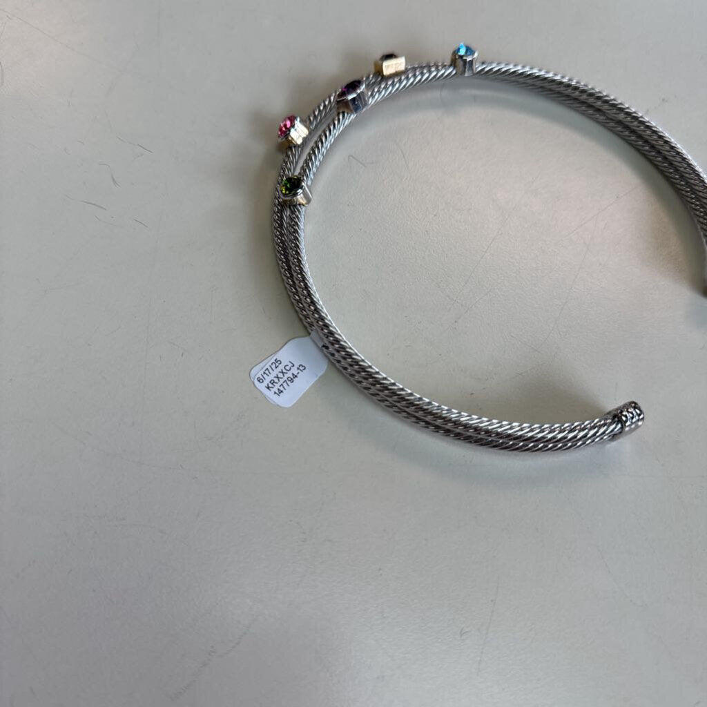 Multi Colored Stone Choker Cuff Necklace