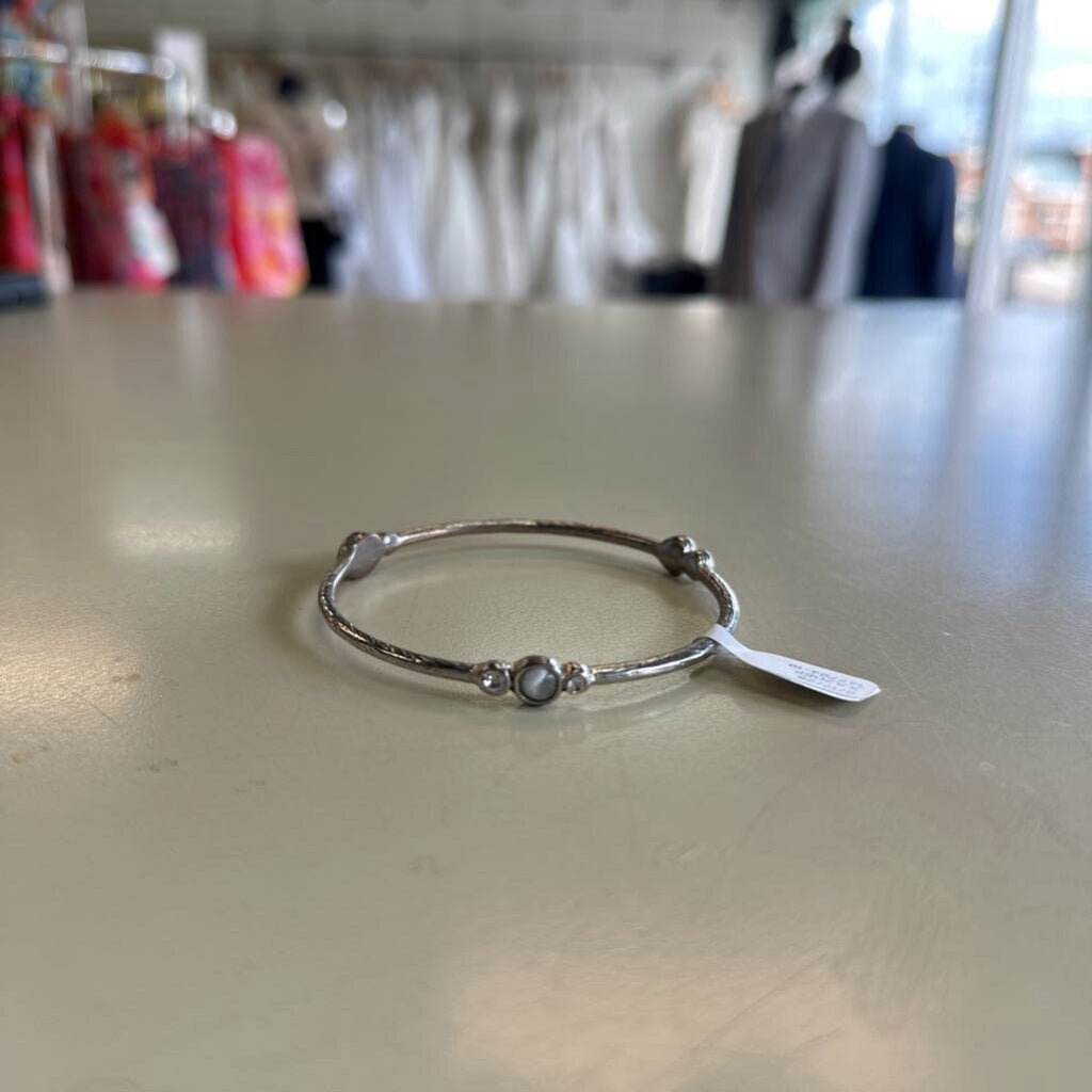 Silver Stone Bangle Bracelet