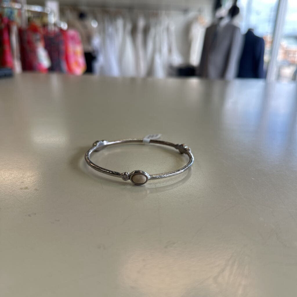 Silver Stone Bangle Bracelet
