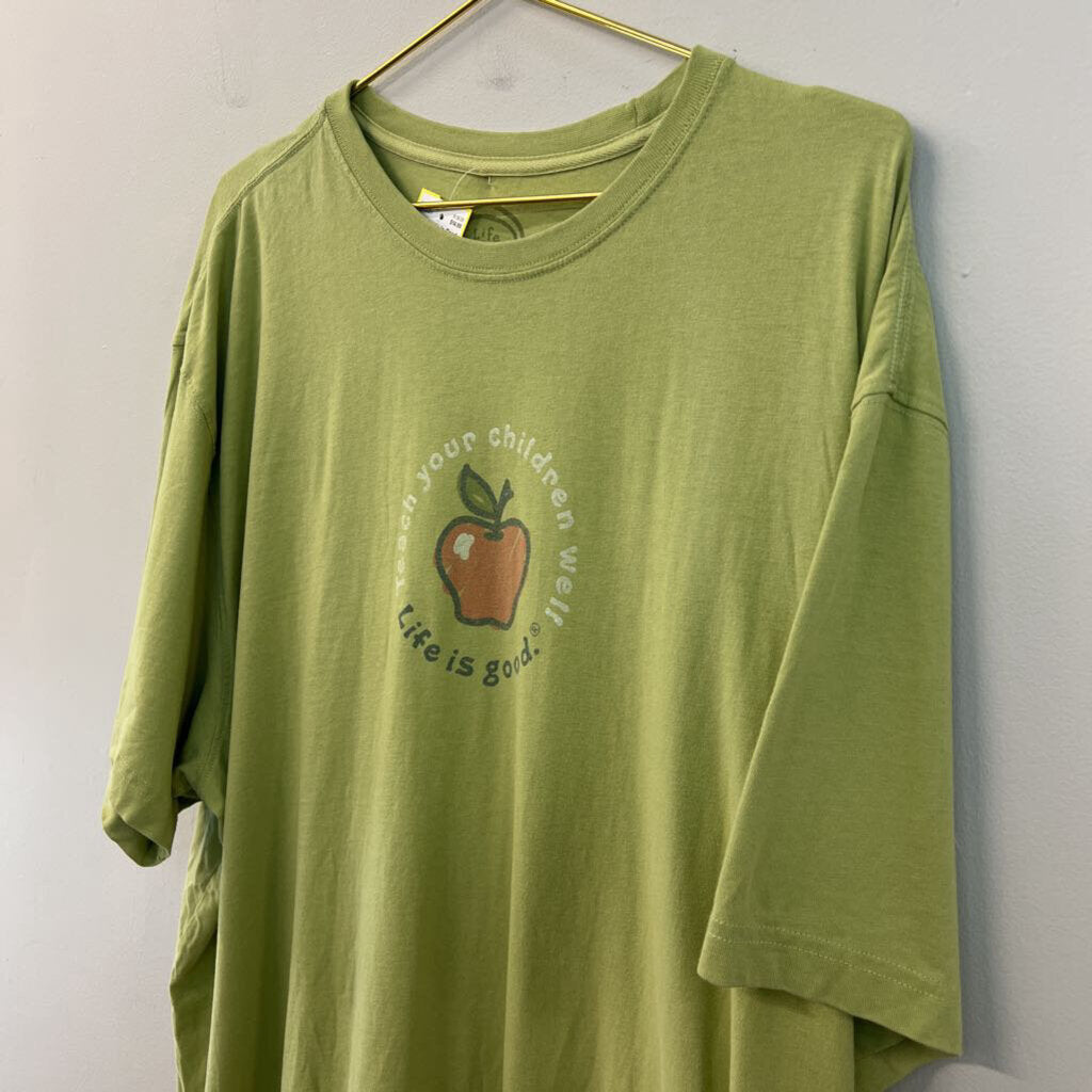 Life Is Good Green Teach Your Children Well Short Sleeve Graphic Tee XXL