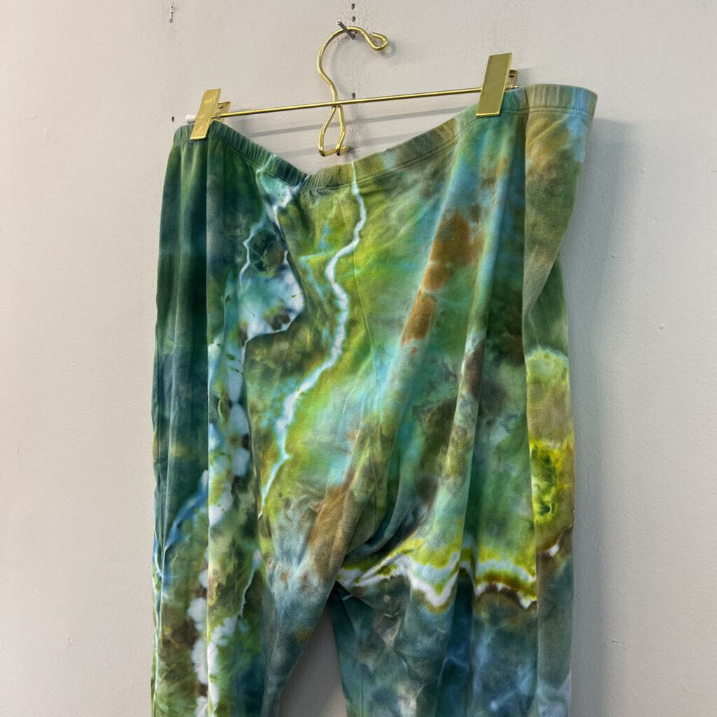 Dharma Trading Co Green/ Blue Tie Dye Pull On Pants 3XL