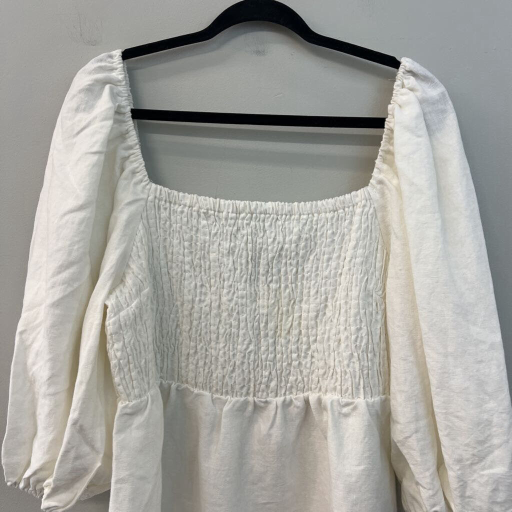 Tuckernuck White Puff Sleeve Smocked Top Dress XXL